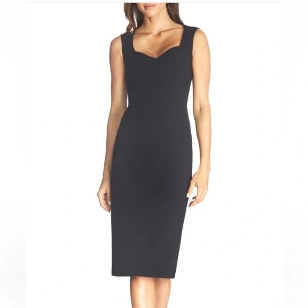 Dress The Population Elle Sweetheart Neck Sheath Midi Dress